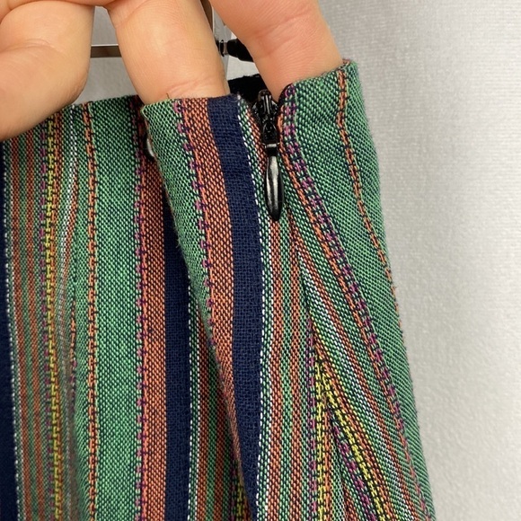 Apricot Multicoloured Striped Colourful Flax Mini Skirt - Size Small - Picture 8 of 12